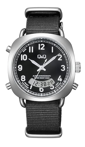 [シチズンQ&Q] 腕時計 キューアンドキュー 5気圧防水 アナデジ A38A-001PK ブラック